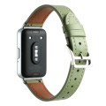 For Samsung Galaxy Fit 3 Sewing Thread Genuine Leather Watch Band(Avocado Green)
