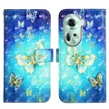 For OPPO Reno11 5G Global 3D Painting Horizontal Flip Leather Phone Case(Golden Butterfly)