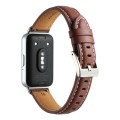 For Samsung Galaxy Fit 3 Pointed Tail Genuine Leather Watch Band(Brown)