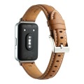 For Samsung Galaxy Fit 3 Pointed Tail Genuine Leather Watch Band(Yellow Brown)