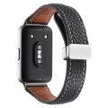 For Samsung Galaxy Fit 3 Litchi Texture Magnetic Buckle Slim Leather Watch Band(Black)