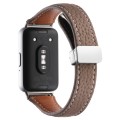 For Samsung Galaxy Fit 3 Litchi Texture Magnetic Buckle Slim Leather Watch Band(Coffee)
