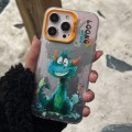 For iPhone 14 Pro Splash-ink AI Cute Dragon PC Hybrid TPU Phone Case(Green Dragon)