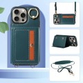 For iPhone 15 Pro Max Crossbodys Card Bag Ring Holder Leather Phone Case(Green)