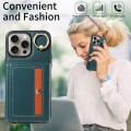 For iPhone 15 Pro Max Crossbodys Card Bag Ring Holder Leather Phone Case(Green)