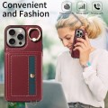 For iPhone 15 Pro Max Crossbodys Card Bag Ring Holder Leather Phone Case(Red)