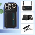 For iPhone 15 Pro Max Crossbodys Card Bag Ring Holder Leather Phone Case(Black)