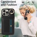 For iPhone 15 Pro Max Crossbodys Card Bag Ring Holder Leather Phone Case(Black)