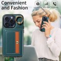 For iPhone 15 Pro Crossbodys Card Bag Ring Holder Leather Phone Case(Green)