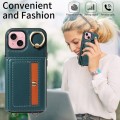 For iPhone 15 Plus Crossbodys Card Bag Ring Holder Leather Phone Case(Green)