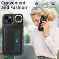 For iPhone 14 Crossbodys Card Bag Ring Holder Leather Phone Case(Black)