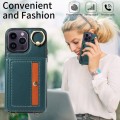 For iPhone 14 Pro Crossbodys Card Bag Ring Holder Leather Phone Case(Green)
