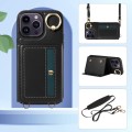 For iPhone 14 Pro Crossbodys Card Bag Ring Holder Leather Phone Case(Black)