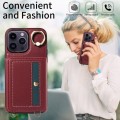For iPhone 14 Pro Max Crossbodys Card Bag Ring Holder Leather Phone Case(Red)