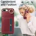 For iPhone 7 / 8 / SE 2022 Crossbodys Card Bag Ring Holder Leather Phone Case(Red)