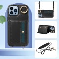 For iPhone 13 Pro Max Crossbodys Card Bag Ring Holder Leather Phone Case(Black)
