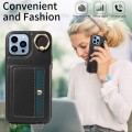 For iPhone 13 Pro Max Crossbodys Card Bag Ring Holder Leather Phone Case(Black)