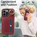 For iPhone 13 Pro Crossbodys Card Bag Ring Holder Leather Phone Case(Red)