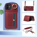 For iPhone 12 / 12 Pro Crossbodys Card Bag Ring Holder Leather Phone Case(Red)
