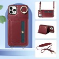For iPhone 11 Pro Max Crossbodys Card Bag Ring Holder Leather Phone Case(Red)