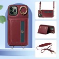 For iPhone 11 Pro Crossbodys Card Bag Ring Holder Leather Phone Case(Red)