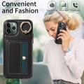 For iPhone 11 Pro Crossbodys Card Bag Ring Holder Leather Phone Case(Black)