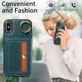 For iPhone X / XS Crossbodys Card Bag Ring Holder Leather Phone Case(Green)