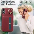 For iPhone X / XS Crossbodys Card Bag Ring Holder Leather Phone Case(Red)