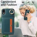 For iPhone XR Crossbodys Card Bag Ring Holder Leather Phone Case(Green)