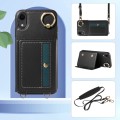 For iPhone XR Crossbodys Card Bag Ring Holder Leather Phone Case(Black)