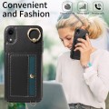 For iPhone XR Crossbodys Card Bag Ring Holder Leather Phone Case(Black)