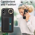 For iPhone XS Max Crossbodys Card Bag Ring Holder Leather Phone Case(Black)