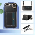 For iPhone 7 Plus / 8 Plus Crossbodys Card Bag Ring Holder Leather Phone Case(Black)