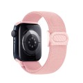 For Apple Watch SE 2023 44mm Carbon Fiber Texture Snap Buckle Nylon Watch Band(Pink)