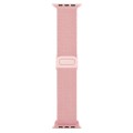 For Apple Watch SE 2023 44mm Carbon Fiber Texture Snap Buckle Nylon Watch Band(Pink)