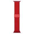 For Apple Watch SE 2023 44mm Carbon Fiber Texture Snap Buckle Nylon Watch Band(Red)