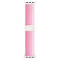 For Apple Watch SE 2023 44mm Carbon Fiber Texture Snap Buckle Nylon Watch Band(Gradient Pink)