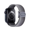 For Apple Watch SE 2023 44mm Carbon Fiber Texture Snap Buckle Nylon Watch Band(Gradient Grey)