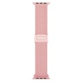For Apple Watch Series 9 45mm Carbon Fiber Texture Snap Buckle Nylon Watch Band(Pink)