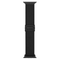 For Apple Watch Ultra 49mm Carbon Fiber Texture Snap Buckle Nylon Watch Band(Black)