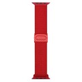 For Apple Watch Series 8 45mm Carbon Fiber Texture Snap Buckle Nylon Watch Band(Red)