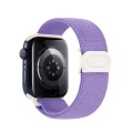 For Apple Watch Series 8 45mm Carbon Fiber Texture Snap Buckle Nylon Watch Band(Purple)