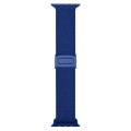 For Apple Watch Series 7 41mm Carbon Fiber Texture Snap Buckle Nylon Watch Band(Blue)