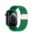 For Apple Watch Series 7 45mm Carbon Fiber Texture Snap Buckle Nylon Watch Band(Green)