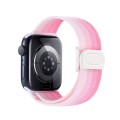 For Apple Watch SE 40mm Carbon Fiber Texture Snap Buckle Nylon Watch Band(Gradient Pink)