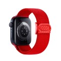 For Apple Watch Series 6 44mm Carbon Fiber Texture Snap Buckle Nylon Watch Band(Red)