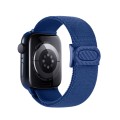 For Apple Watch 42mm Carbon Fiber Texture Snap Buckle Nylon Watch Band(Blue)