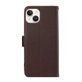 For iPhone 15 ABEEL Side-Magnetic Litchi Pattern Leather RFID Phone Case(Brown)