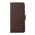 For iPhone 14 Plus ABEEL Side-Magnetic Litchi Pattern Leather RFID Phone Case(Brown)