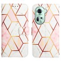 For OPPO Reno11 5G Global PT003 Marble Pattern Flip Leather Phone Case(Pink White)